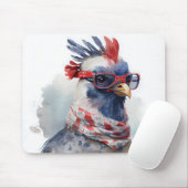 赤白青愛国的水彩鶏 マウスパッド (マウス)