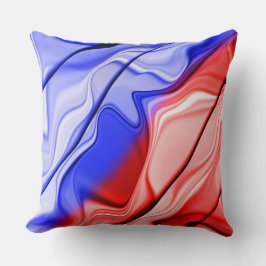 赤白青抽象芸術液体の外観 クッション