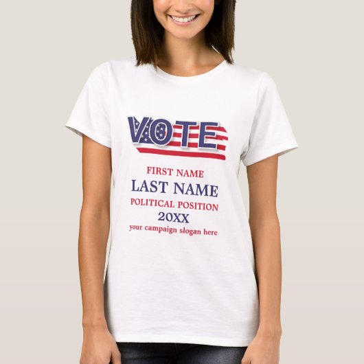 赤白青政治キャンペーンカスタム Tシャツ (正面)