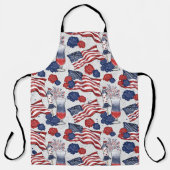 赤白青旗が花を飲む エプロン (正面)