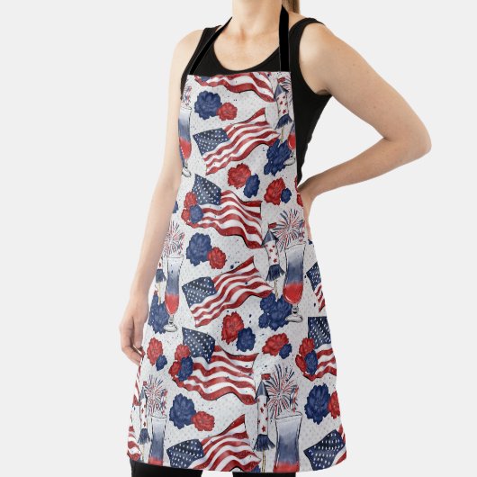赤白青旗が花を飲む エプロン (インサイチュ)