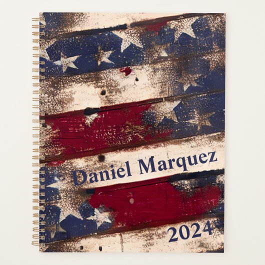 赤白青星とストライプ プランナー手帳 (正面)