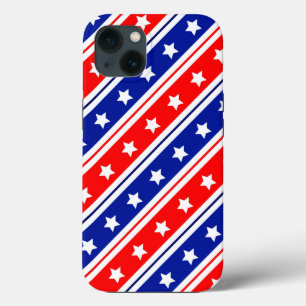 赤白青星とストライプ iPhone 13ケース