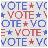 赤白青星型投票パターン ファブリック (クローズアップ)