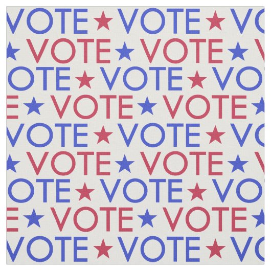 赤白青星型投票パターン ファブリック (見本)