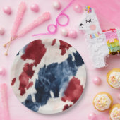 赤白青牛革 ペーパープレート (パーティー)