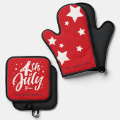 赤白青独立記念日 鍋つかみ&鍋敷きセット (正面/裏面)