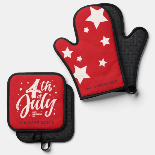 赤白青独立記念日 鍋つかみ&鍋敷きセット (正面/裏面)