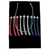 赤白青空軍フライオーバー愛国心 ミディアムペーパーバッグ (正面)