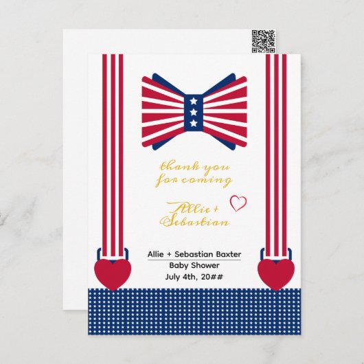 赤白青第4回7月ベビーシャワーサンキューカード ポストカード (正面/裏面)