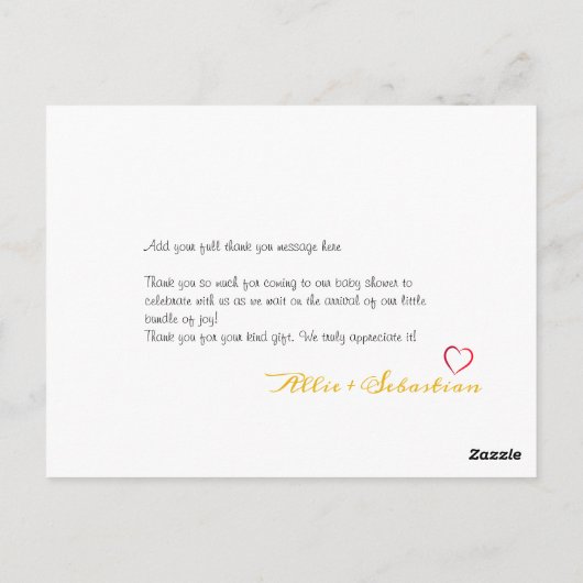 赤白青第4回7月ベビーシャワーサンキューカード ポストカード (裏面)