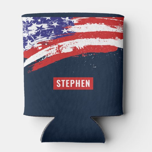 赤白青米国国旗の兵隊7月4日 缶クーラー (裏面)