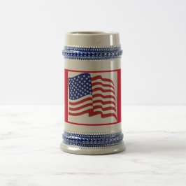 赤白青米国国旗の愛国的なビアスタイン ビールジョッキ