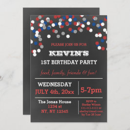 赤白青紙吹雪メモリアルデー誕生日 招待状