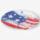 赤白青絵を描(ばちゃばちゃ)跳ねる米国国旗 ペーパープレート (アングル)