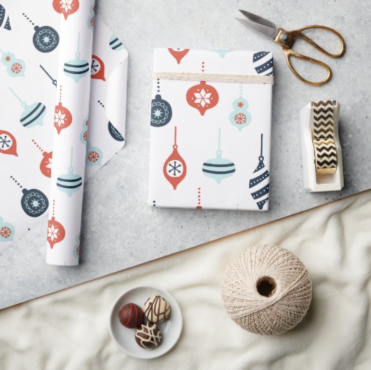 赤白青航海のクリスマスの飾り ラッピングペーパー (クラフト)