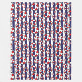 赤白青航海のライフベルトパターン フリースブランケット (正面)