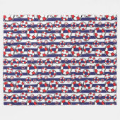 赤白青航海のライフベルトパターン フリースブランケット (正面(横))