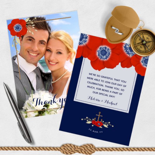 赤白青航海のAnemones 📸写真ありがとう サンキューカード