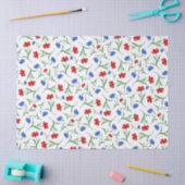 赤白青花柄エレガント野花 薄葉紙 (クラフト)