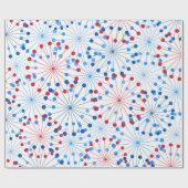 赤白青花火の愛国的なパーティーラップ ラッピングペーパー (フラット)