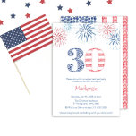 赤白青花火BBQ 30th誕生日パーティー 招待状<br><div class="desc">アメリカモダンの旗に手の水の色の花火とイチゴとブルーベリーを配置した夏の赤い白と青の30歳の誕生日のパーティの招待状色彩の鮮やか。私は元色彩の鮮やか々100%綿水カラー紙に個々にこれらの要素をスキャンし、最終的な調整のためのデジタル型枠にスキャンし、もちろんストライプや繰り返しパターンに配置する。</div>