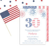 赤白青花火BBQ 30th誕生日パーティー 招待状