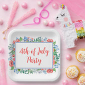 赤白青花7月4日パーティー愛国心 ペーパープレート (パーティー)