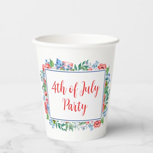 赤白青花7月4日パーティー愛国心 紙コップ (正面)
