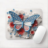 赤白青蝶と花 マウスパッド (マウス)