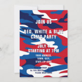赤白青迷彩柄7月4日パーティの招待状 招待状 (正面)