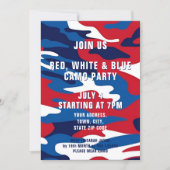 赤白青迷彩柄7月4日パーティの招待状 招待状 (正面)