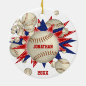 赤白青野球ソフトボール爆破ボーイ セラミックオーナメント (裏面)