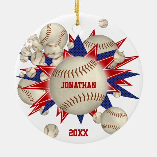 赤白青野球ソフトボール爆破ボーイ セラミックオーナメント (裏面)