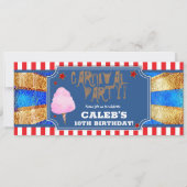 赤白青金ゴールドカーニバルパーティーチケット 招待状 (正面)