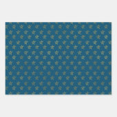 赤白青金ゴールドスターシャインブライト ラッピングペーパーシート (正面3)