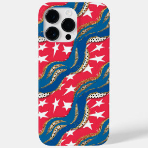 赤白青金ゴールド愛国的スターストライプズ Case-Mate iPhone 14 PRO MAXケース