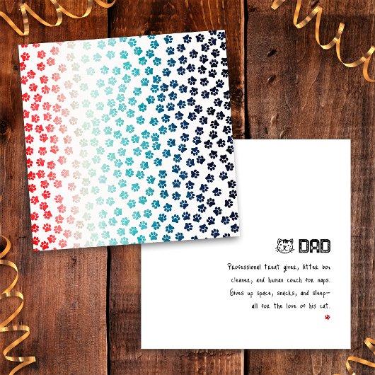 赤白青黒猫の足面白い猫パパ カード