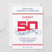 赤白青50年Young Banner 50誕生日 招待状 (正面)