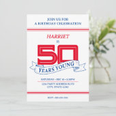 赤白青50年Young Banner 50誕生日 招待状 (スタンド正面)