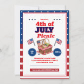 赤白青7月4日の夏のピクニックの招待 招待状 (正面)