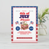 赤白青7月4日の夏のピクニックの招待 招待状 (スタンド正面)