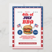 赤白青7月4日の夏のピクニックの招待 招待状 (正面)