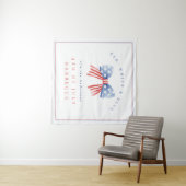 赤白青7月4日バーベキューウォーターカラーボウ タペストリー (インサイチュ(横))