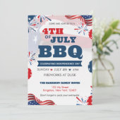 赤白青7月4日パーティーBBQお祝い 招待状 (スタンド正面)