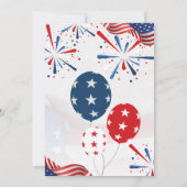 赤白青7月4日パーティーBBQお祝い 招待状 (裏面)