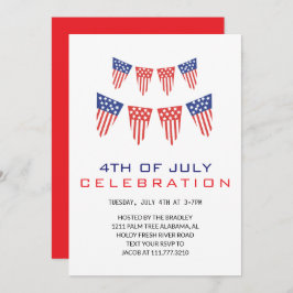 赤白青7月4日独立記念日 招待状