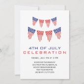 赤白青7月4日独立記念日 招待状 (正面)