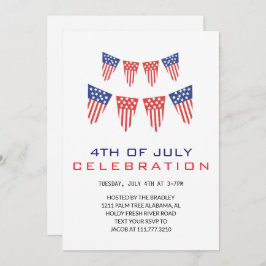 赤白青7月4日独立記念日 招待状