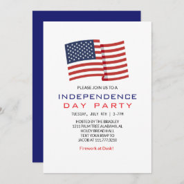 赤白青7月4日独立記念日 招待状